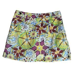 Women's Bamboo Traders Mini Skort Skirt Multi Floral Print Cotton Blend Size 10